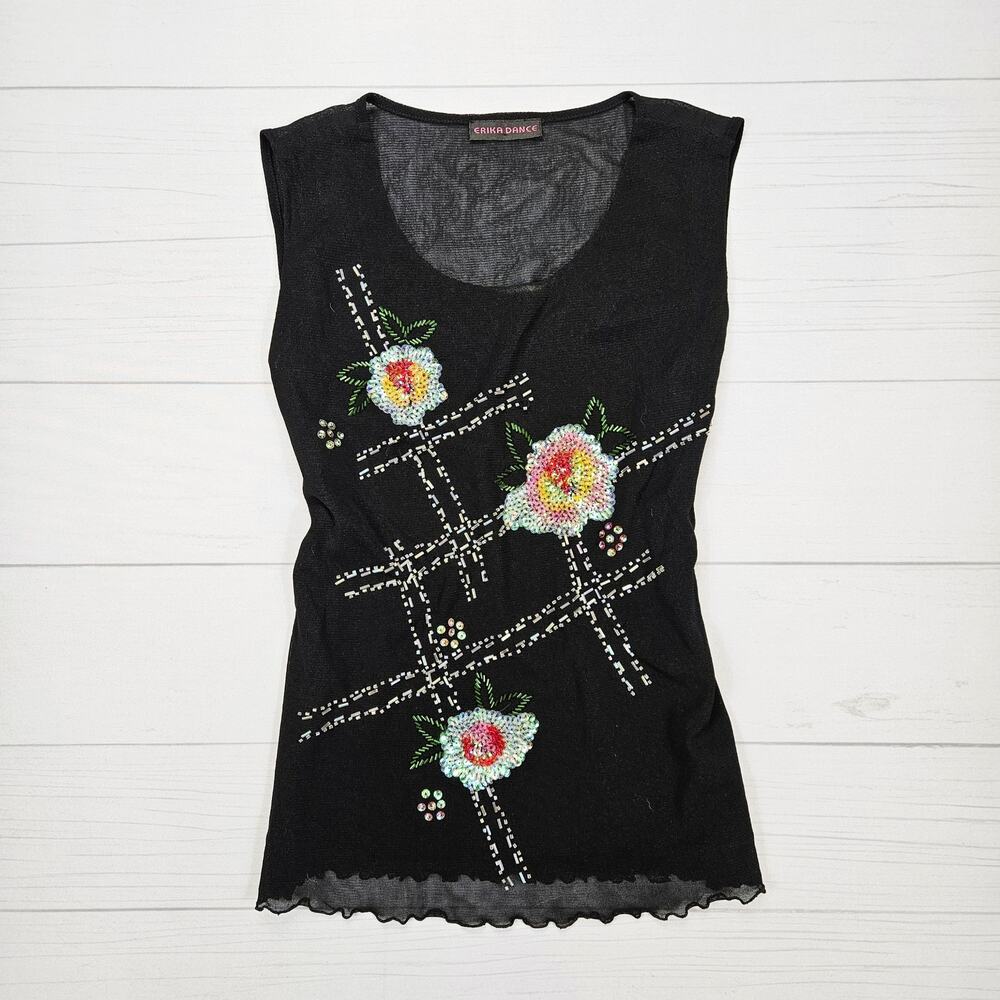 Micro Mesh Beaded Tank Top Fairycore Euro Erika Dance - Medium